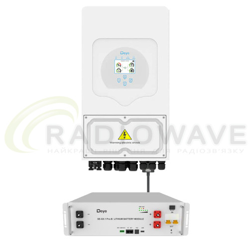 Фото: Deye Готовий комплект Deye 5 кВт 5 кВт*год LP1 (Інвертор SUN-5K-SG03LP1-EU + АКБ Deye SE-G5.1Pro-B)