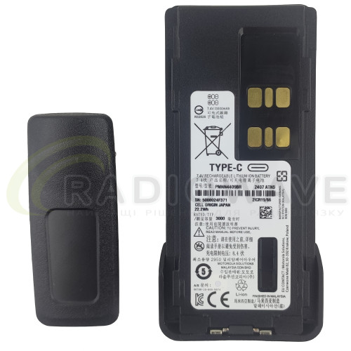 Фото: Motorola Акумулятор (+ кліпса) Motorola PMNN4409BR TYPE-C Li-Ion 3000 мАг для рацій DP40xx