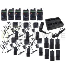 Комплект рацій Baofeng UV-5RHC Black SIX PACK + Зарядний комплект (BL-5X6 + 12 АКБ BL-5L)