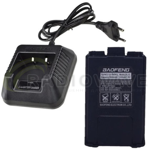 Фото: Baofeng Зарядний комплект для рації Baofeng UV-5R (1WCUV5R + 1 АКБ BL-5)