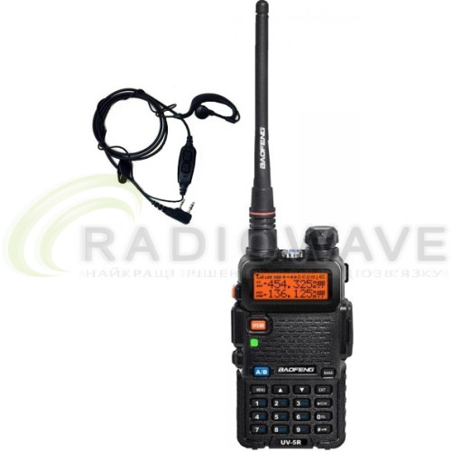 Фото: Baofeng Комплект рації Baofeng UV-5R Black + Гарнітура Baofeng з кнопкою РТТ
