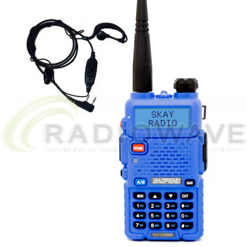 Фото: Baofeng Комплект рацій Baofeng UV-5R BLUE + Гарнітура Baofeng з кнопкою РТТ