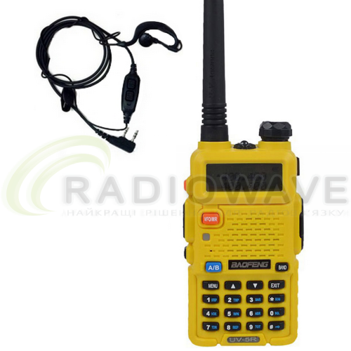 Фото: Baofeng Комплект рацій Baofeng UV-5R YELLOW + Гарнітура Baofeng з кнопкою РТТ